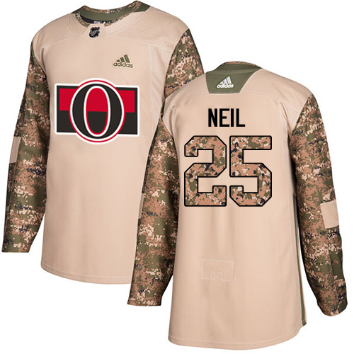 Adidas Senators #25 Chris Neil Camo Authentic Veterans Day Stitched Youth NHL Jersey - Click Image to Close